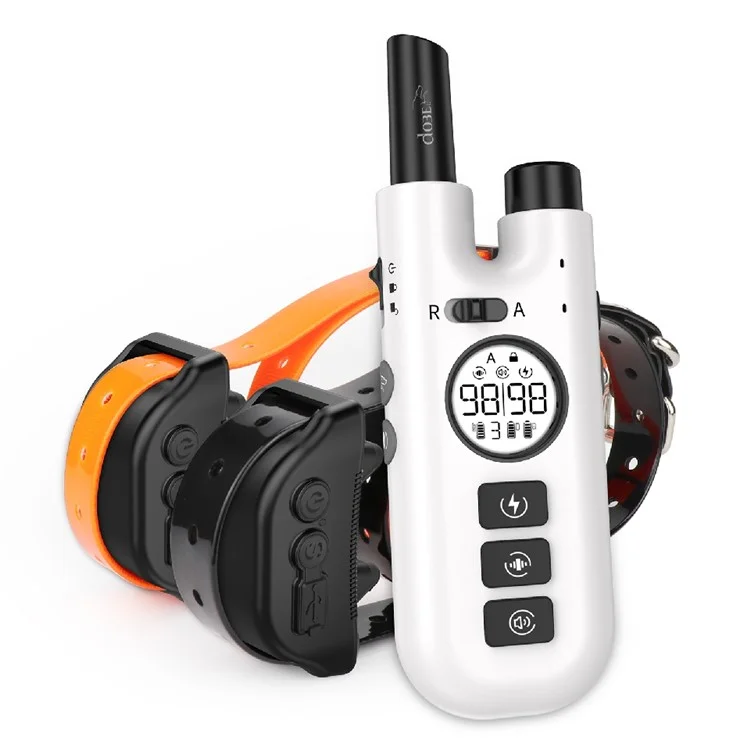 DB600T 2 colliers de dressage de chien vibrants LCD + 1 télécommande - Blanc