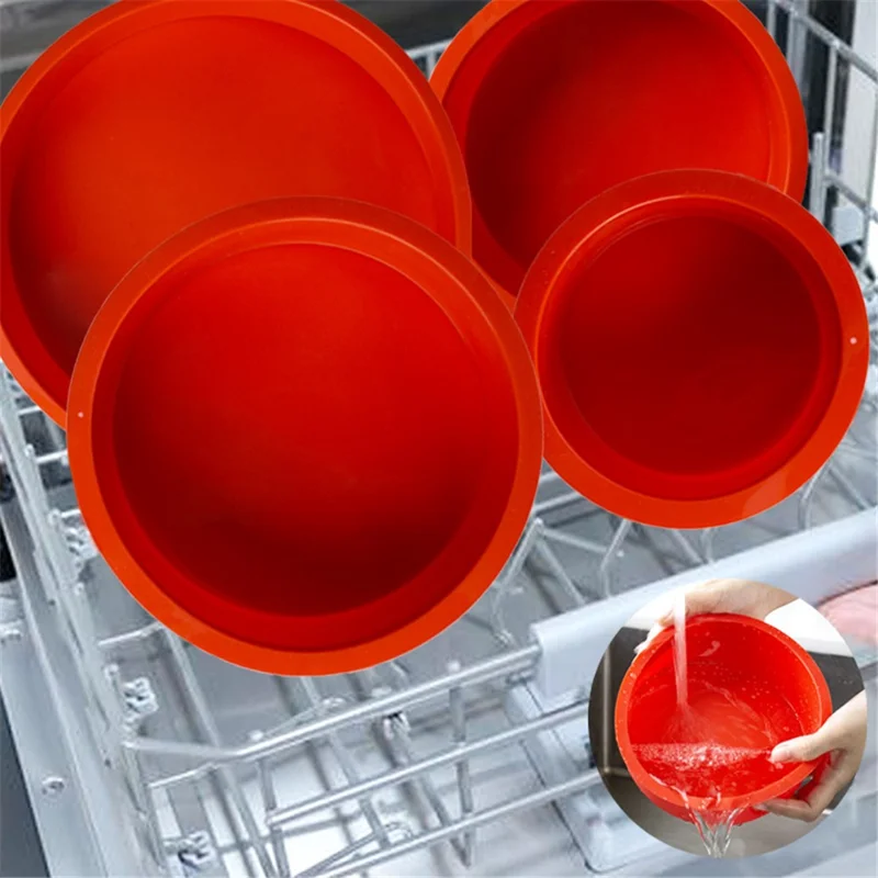 Conjunto de 3 peças / 4 polegadas 6 polegadas 8 polegadas Forma de Bolo de Silicone Redonda para Assar (Sem Certificado da FDA, Livre de BPA)