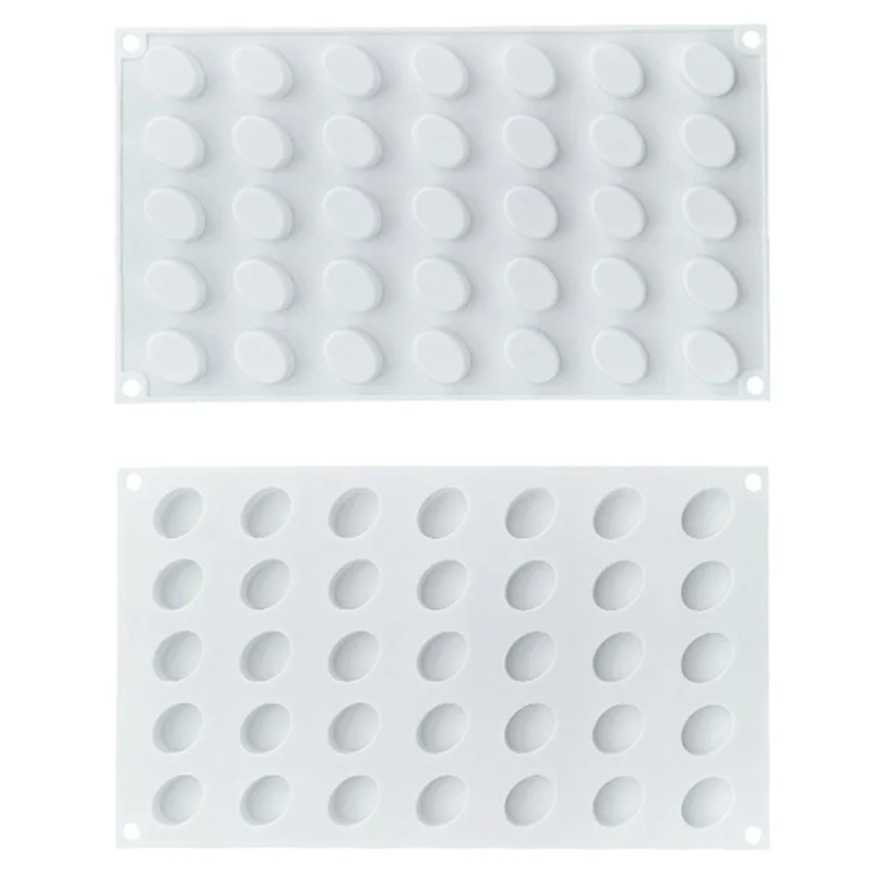 35 Grids Silicone Mold French Mousse Cake Mooncake DIY Baking Tool (BPA Free, No FDA Certificate) - Oval