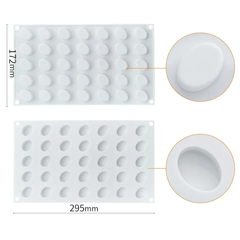 35 Grids Silicone Mold French Mousse Cake Mooncake DIY Baking Tool (BPA Free, No FDA Certificate) - Oval