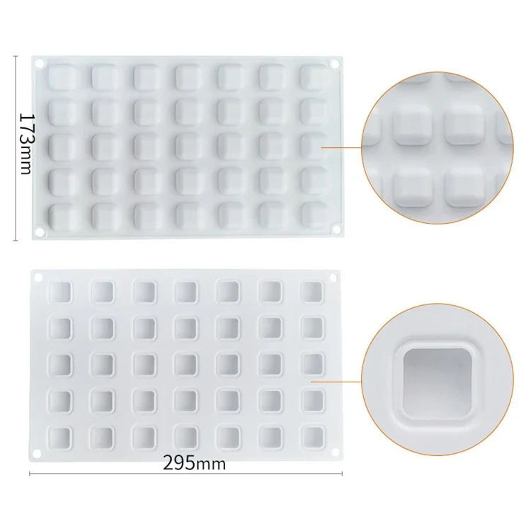 35 Cuadrículas Molde de Silicona de Cubo Pudín Para Hornear Mousse Molde de Pastel de Mousse (sin Bpa, Sin Certificado de la Fda)