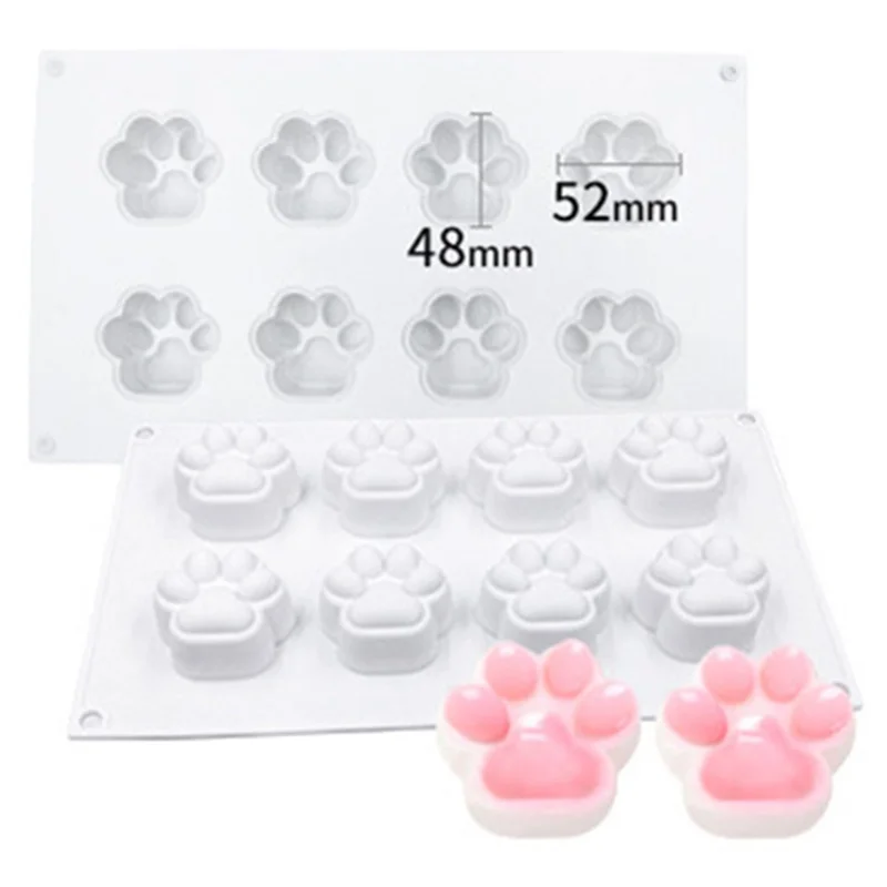 DG-14 8-Cell Cat Claw Shape Mousse Cake Silicone Mold DIY Jelly Pudding Mold (No FDA, BPA Free)