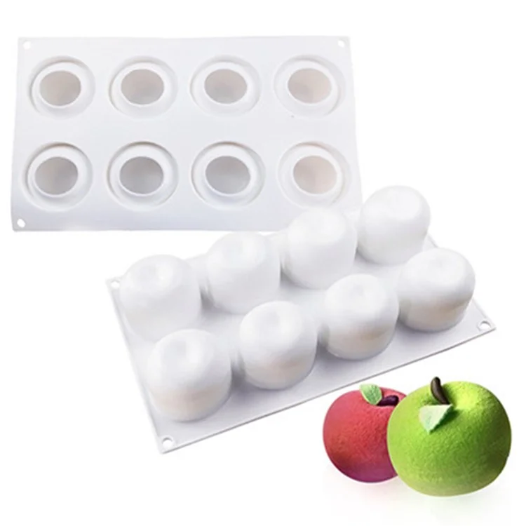 8-Cell Fruit Shape Mousse Cake Silicone Mold DIY Dessert Making Mold (No FDA, BPA Free) - Apple