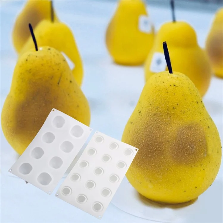Moule à gâteau en forme de fruits à 8 cellules pour desserts en silicone (sans FDA, sans BPA) - Poire
