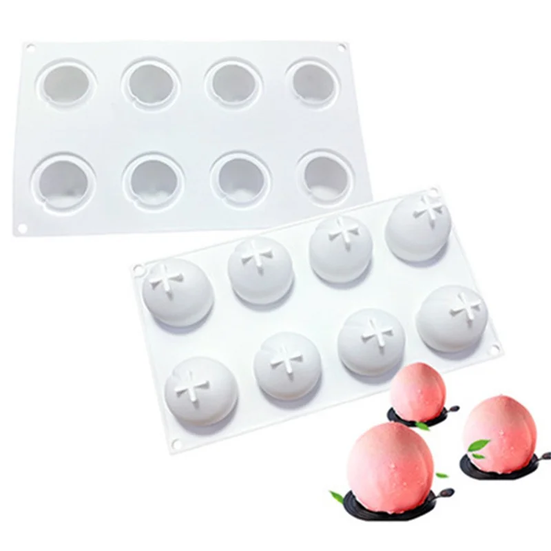 8-Cell Fruit Shape Mousse Cake Mold Dessert Making Silicone Mold (No FDA, BPA Free) - Peach
