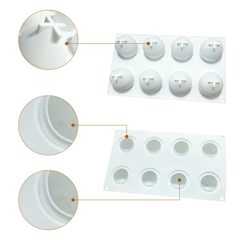 8-Cell Fruit Shape Mousse Cake Mold Dessert Making Silicone Mold (No FDA, BPA Free) - Peach