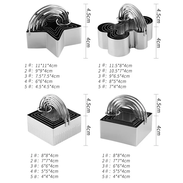 5Pcs / Set Stainless Steel Cookie Cutters with Handle Mousse Cake Baking Mold (BPA Free, No FDA) - Gingerbread Man