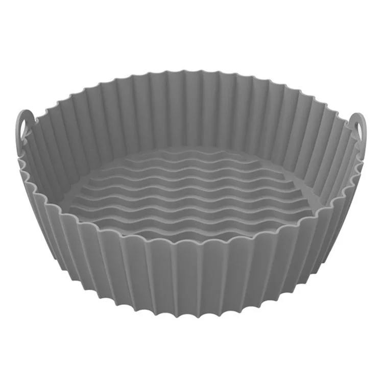 7.5-inch Air Fryer Silicone Pot Heat-Resistant Reusable Air Fryer Baking Tray Liner (BPA-free, No FDA Certificate) - Grey