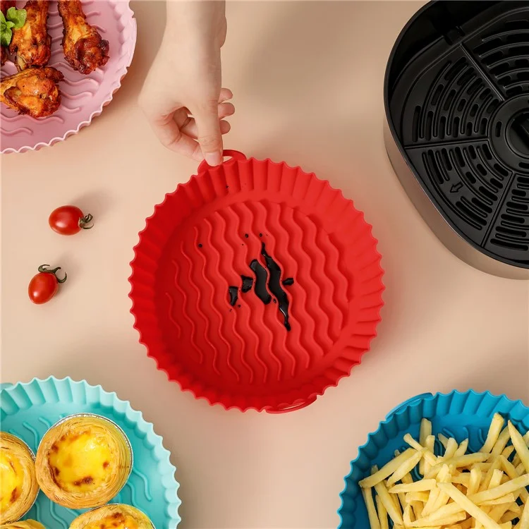 8.5-inch Air Fryer Silicone Liner Baking Tray Reusable Silicone Pot (BPA-free, No FDA Certificate) - Black