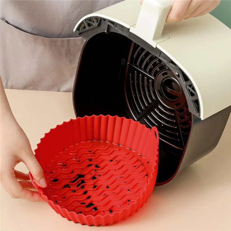 8.5-inch Air Fryer Silicone Liner Baking Tray Reusable Silicone Pot (BPA-free, No FDA Certificate) - Black