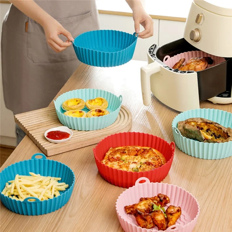 8.5-inch Air Fryer Silicone Liner Baking Tray Reusable Silicone Pot (BPA-free, No FDA Certificate) - Black