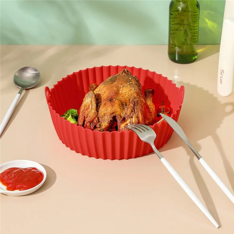 8.5-inch Air Fryer Silicone Liner Baking Tray Reusable Silicone Pot (BPA-free, No FDA Certificate) - Black