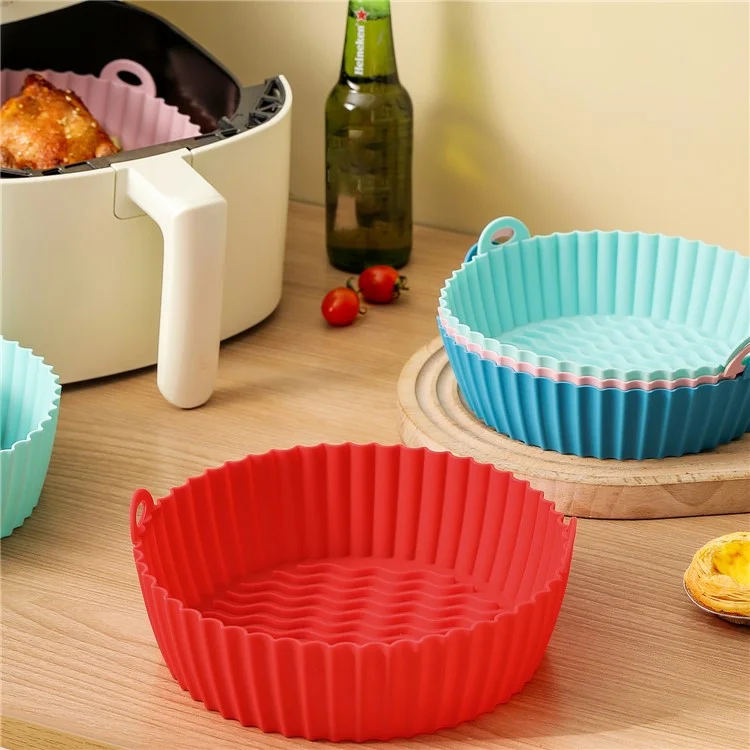 8.5-inch Air Fryer Silicone Liner Baking Tray Reusable Silicone Pot (BPA-free, No FDA Certificate) - Black