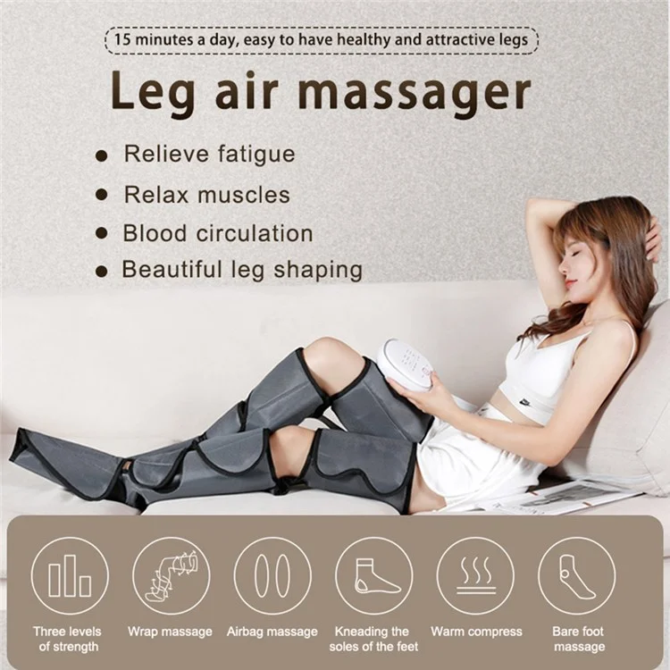 FUTURE ST-501B Leg Air Massager for Circulation and Muscles Relaxation Foot and Calf Massage with 3 Intensities 6 Modes Handheld Controller - UK Plug