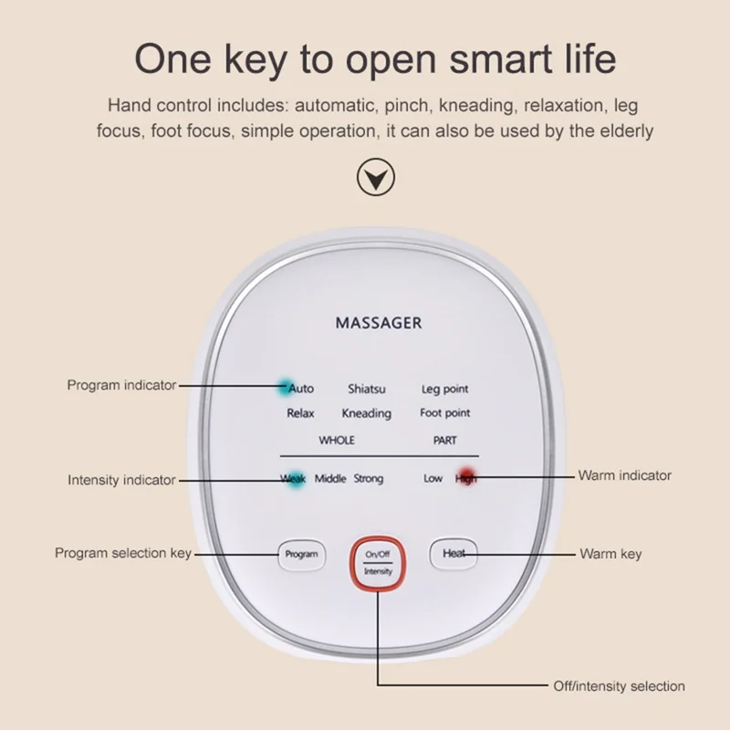 FUTURE ST-501B Leg Air Massager for Circulation and Muscles Relaxation Foot and Calf Massage with 3 Intensities 6 Modes Handheld Controller - US Plug