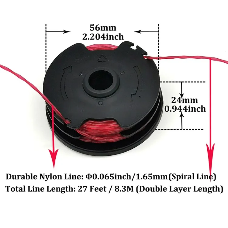 4 Bobinas de linha para Aparador de Cordas Hyper Tough / Worx WG117 / WG118 Carretel de Corda de Náilon, HT18-401-004-01 