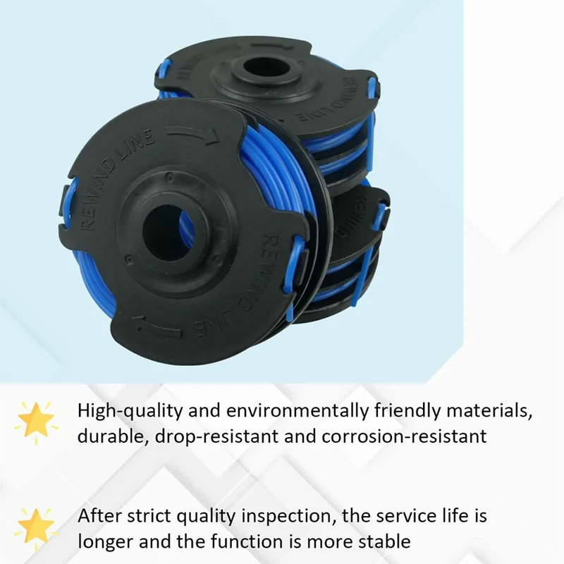 Til Homelite UT41112 / UT41121 / UT41120 græsslåmaskine 6 spoler + 1 spolekappe, AC41RL3