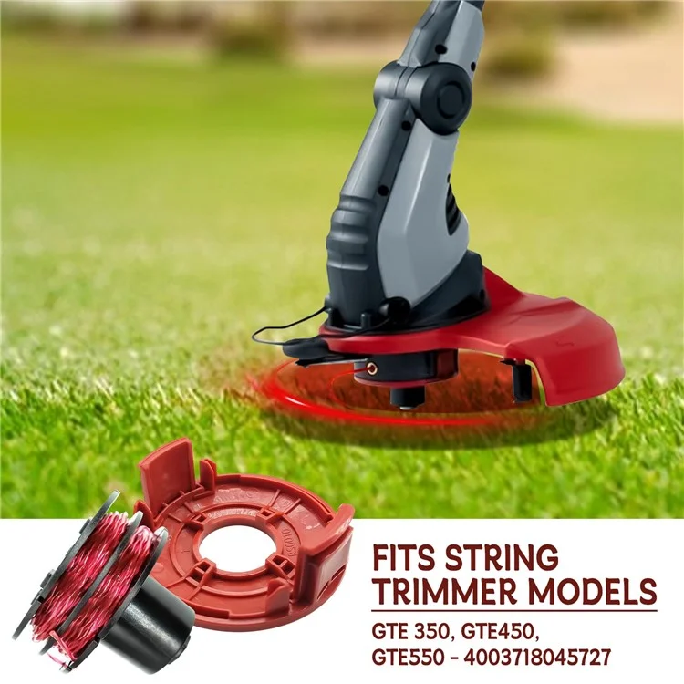 For AL-KO GTE 350 / GTE 450 / GTE 550 Lawn Trimmer 4 Line Spool + 1 Spool Cap Replacement Parts, 112966