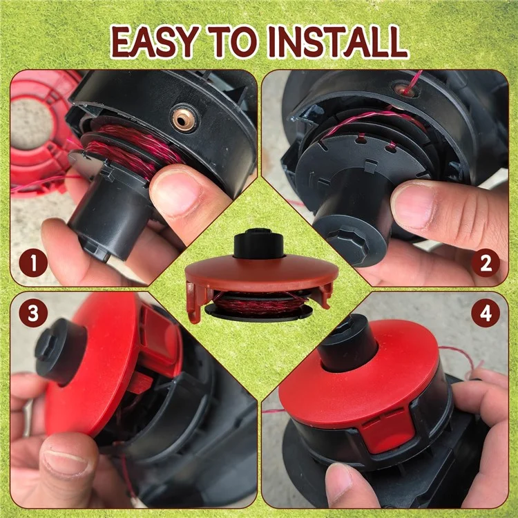 For AL-KO GTE 350 / GTE 450 / GTE 550 Lawn Trimmer 4 Line Spool + 1 Spool Cap Replacement Parts, 112966
