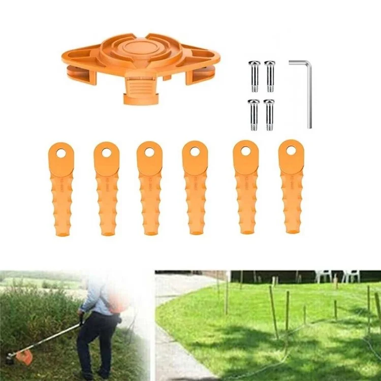 For Worx WG115 / WG116 / WG117 / WG118 6Pcs Plastic Cutting Blades + 1Pc Replacement Head (EVW-02)