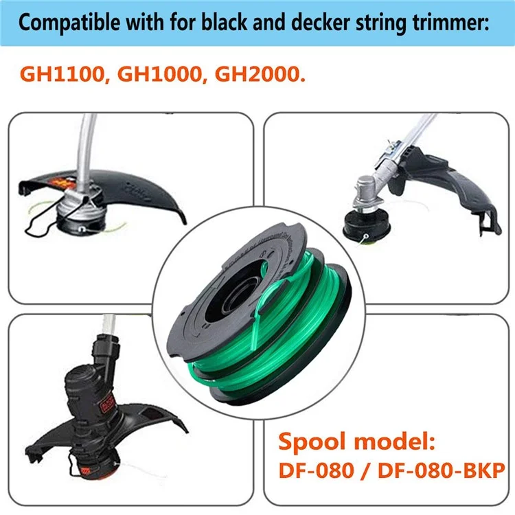 4Pcs Spool for Black & Decker GH1100 / GH1000 Type 4 / Type 3 / Type 2 / Type 1 Lawn Mower Part, DF-080-BKP