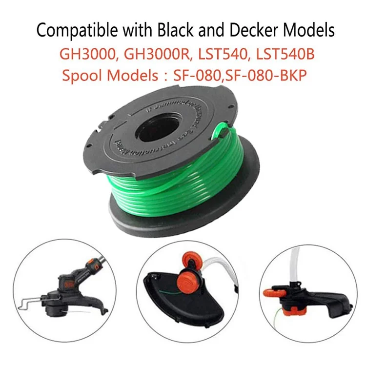 10Pcs Spool for Black & Decker GH3000 / GH3000R / LST540 / LST540B Lawn Mower Part, SF-080-BKP