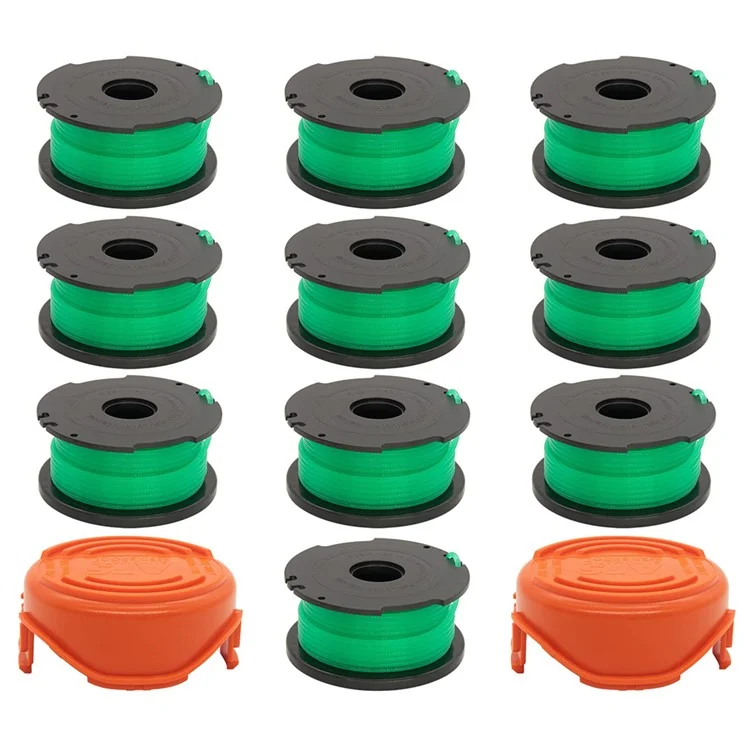 2 Spool Cap + 10 Replacement Spool for Black & Decker GH3000 / GH3000R / LST540 / LST540B Lawn Mower Spare Part, SF-080-BKP / 90583594