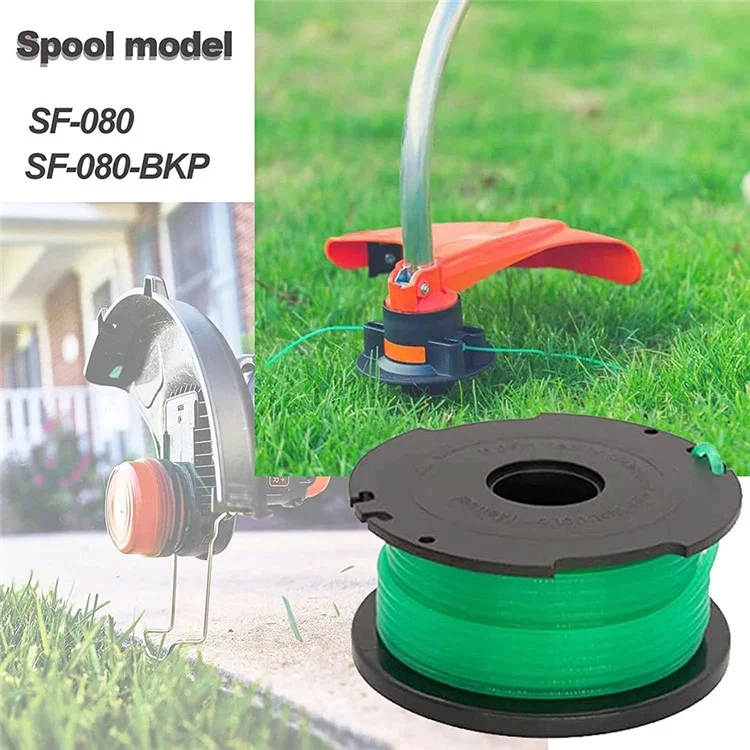 2 Spool Cap + 10 Replacement Spool for Black & Decker GH3000 / GH3000R / LST540 / LST540B Lawn Mower Spare Part, SF-080-BKP / 90583594