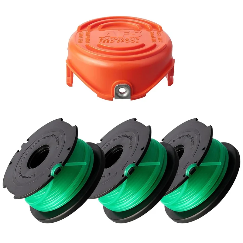 1 Spulenkopf + 3 Ersatz-Spulen für Black & Decker GH3000 / GH3000R / LST540 / LST540B Rasenmäher-Ersatzteil, SF-080-BKP / 90583594