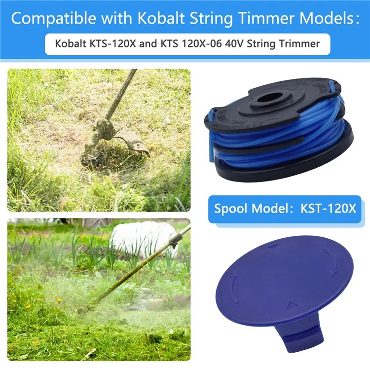 10 TLG-03 Spool + 2 TLK-01 Spool Cap for Kobalt KST 120X  /  120X-06 Lawn Mower Replacement Part