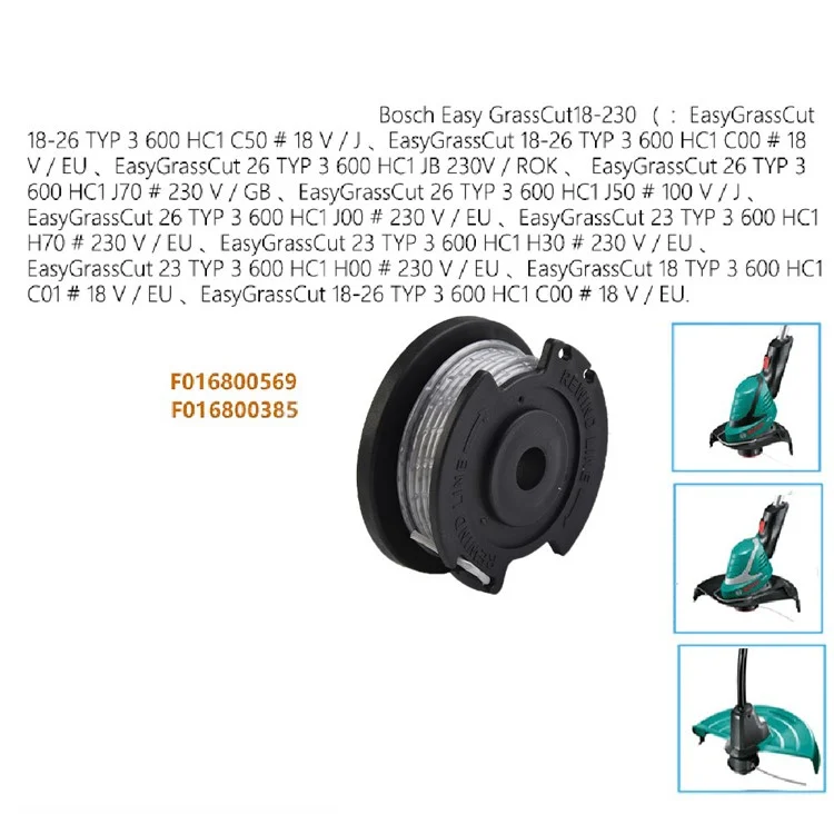 1Pc F016800569 / F016800385 Bobina Cortadora de Grama para Bosch Easy GrassCut18-230 Peças de Reposição
