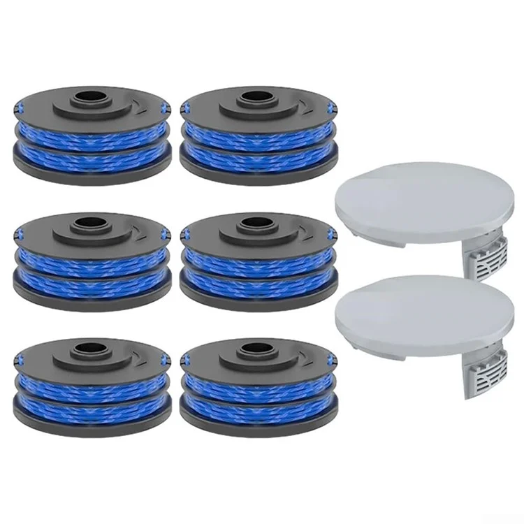 2 RAC122 Coperchio della bobina + 6 RAC123 Bobina per Ryobi RLT6030 / RLT5127 / RLT5027 / RLT4125 / RLT4027 Tosaerba