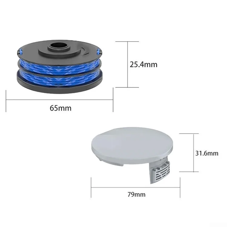 2 RAC122 Coperchio della bobina + 6 RAC123 Bobina per Ryobi RLT6030 / RLT5127 / RLT5027 / RLT4125 / RLT4027 Tosaerba