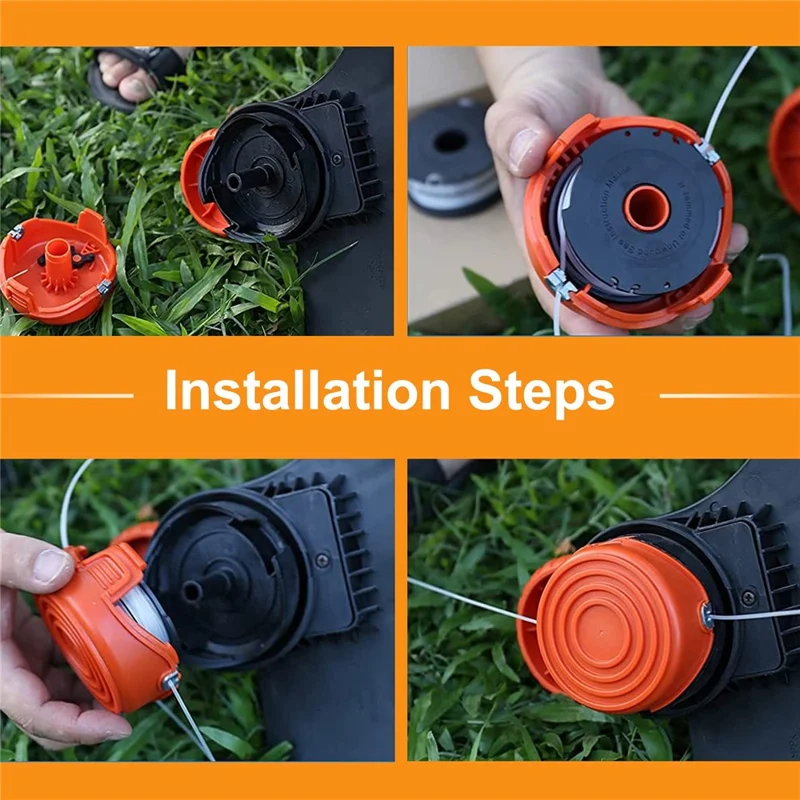 8Pcs Spool Cap for Black & Decker GH750  /  GH710  /  GH700 Lawn Mower, DF-065-BKP / RC-065-P&90517175