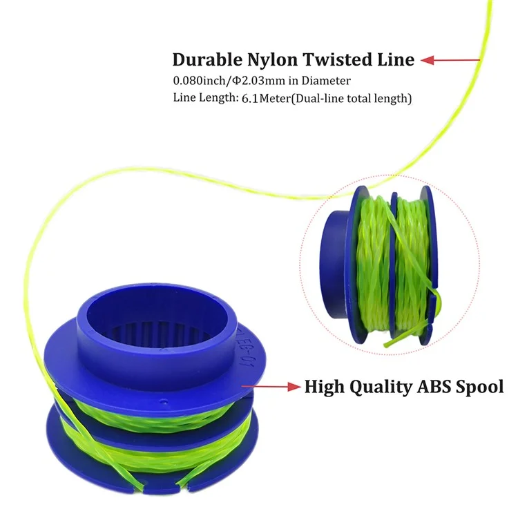 4PCS TLEG-01 ABS Spools for Kobalt KST 1124B-03 / KLS 124-03 24V Lawn Trimmer Nylon Wire Trimming Head