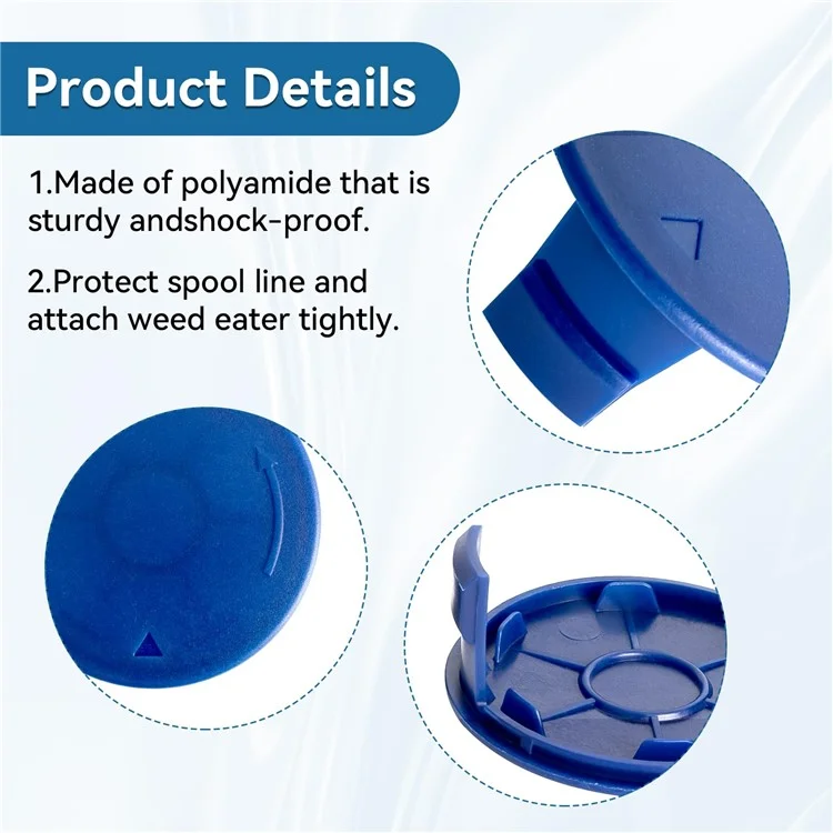6PCS Plastic Spool Cap for Kobalt KST 120X-06 / 120X 40V Lawn Mower Replacement Part, TLK-01-1