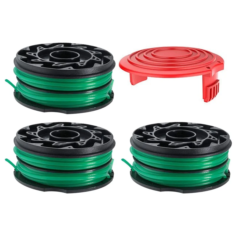 For Black & Decker Lawn Mower 3 DF-080-BKP Nylon Wire Spools + 1 RS0011 Spool Cap