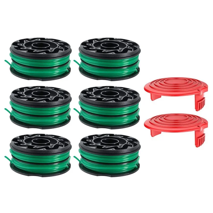 For Black & Decker Lawn Mower 6 DF-080-BKP Nylon Wire Spools + 1 RS0011 Spool Cap