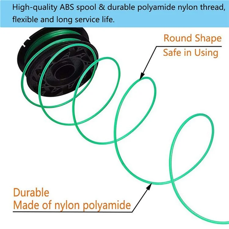 For Black & Decker Lawn Mower 6 DF-080-BKP Nylon Wire Spools + 1 RS0011 Spool Cap