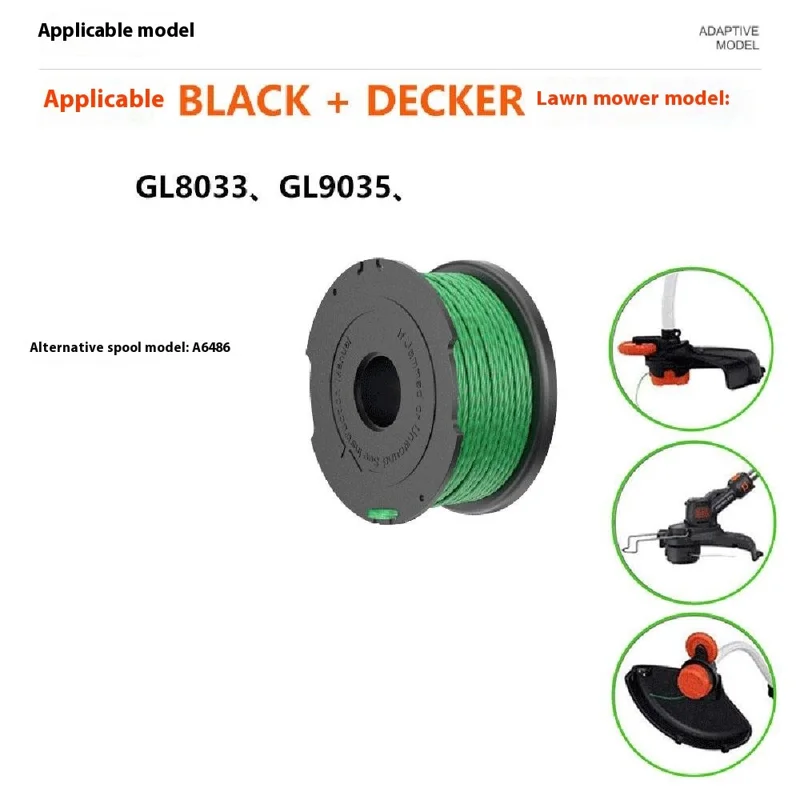 6PCS A6486 ABS Spool for Black & Decker Lawn Mower Nylon Wire Trimming Head