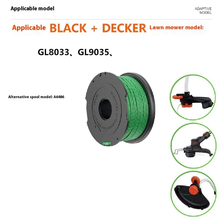2pcs A6486 Spool ABS Para Preto & Decker Grama Cortador de Nylon de Nylon Aparar Cabeça