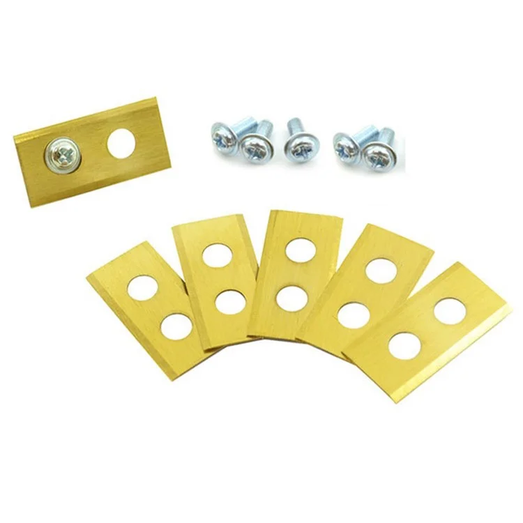 6 piezas de 36 x 18 x 0,9 mm Cuchilla de acero inoxidable de doble orificio de repuesto para Worx Cortacésped - Dorado 