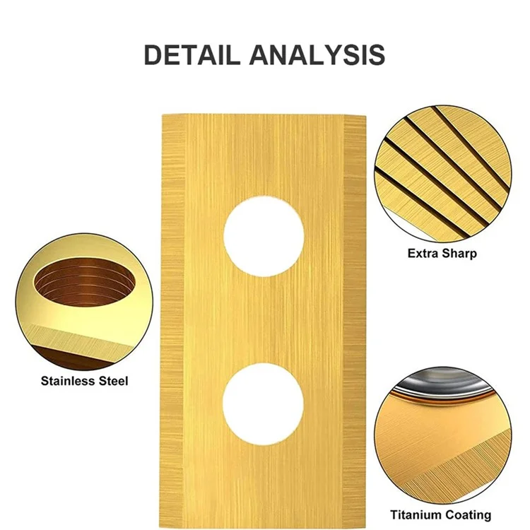 6 piezas de 36 x 18 x 0,9 mm Cuchilla de acero inoxidable de doble orificio de repuesto para Worx Cortacésped - Dorado 