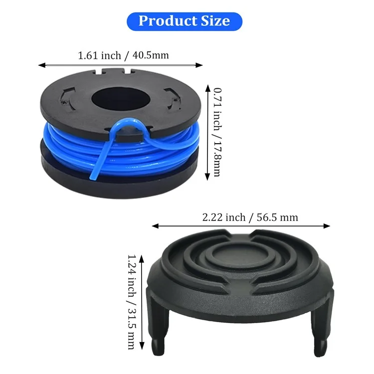 Tlw-01 + Tlw-01-1 8pcs Ersatzspuler + 2pcs Spool Cap Mower Set Für Hafenfracht Bauer 19115c-b 20V Cordless Mäher