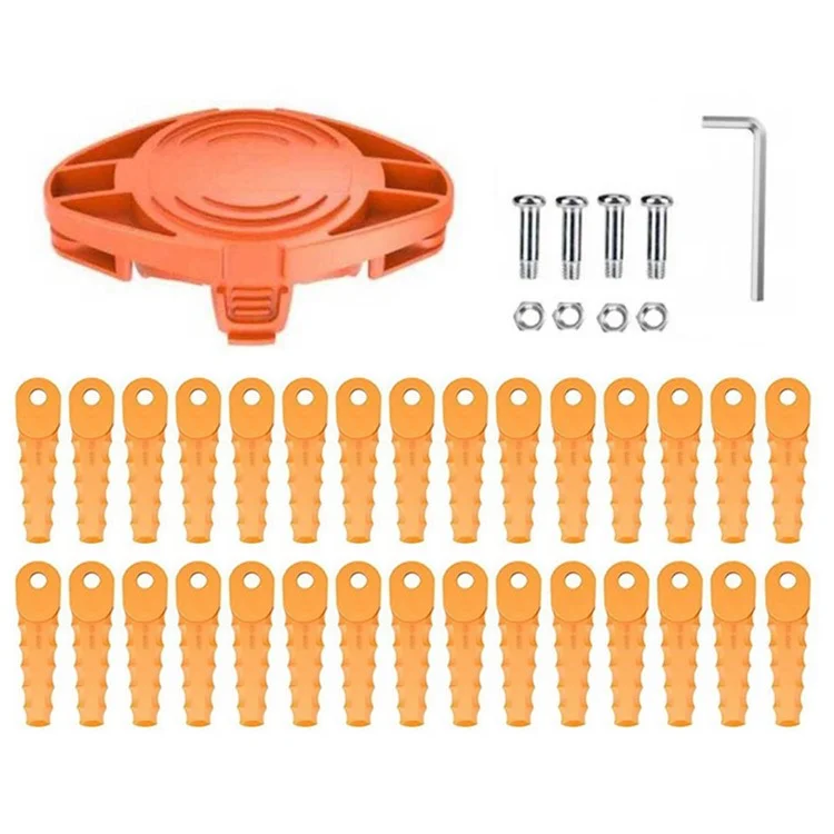 Trimmer Head + 30 Blades for Black & Decker GH3000R  /  GH3000  /  GH750  /  GH710  /  GH700 Lawn Mower Part, EVBD-02+RS-0001 Orange