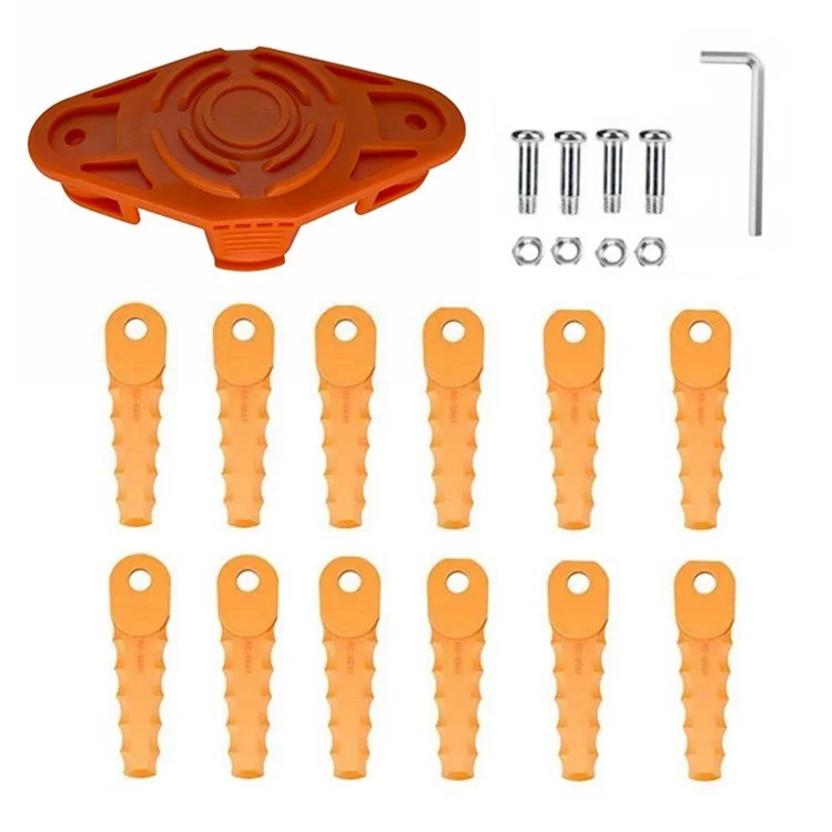 Testa Trimmer + 12 Lame Per Worx WG175 / WG165 / WG163 / WG151 / Parte di Tosaerba Del Prato Wg150, EVW-01+RS-0001 Orange