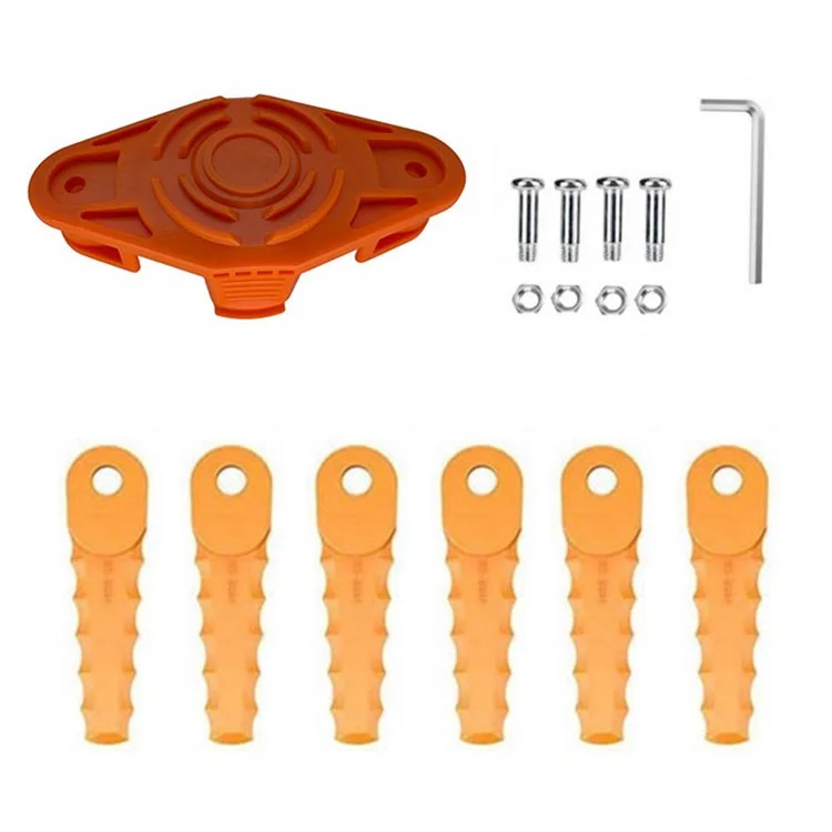 Trimmerkopf + 6 Klingen Für Worx WG175 / WG165 / WG163 / WG151 / WG150 Rasenmäher Teil, EVW-01+RS-0001 Orange