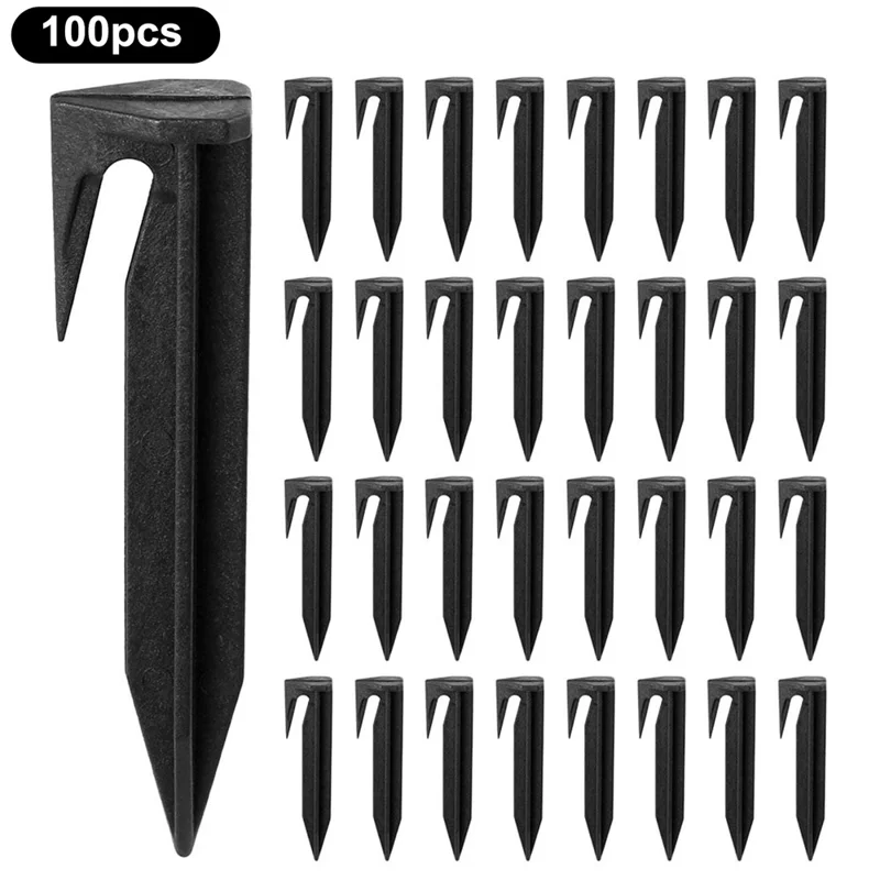 100Pcs 8.5cm Lawn Mower Ground Staples Edging Stakes Plastic Yard Garden Boundary Wire Anchor Pegs