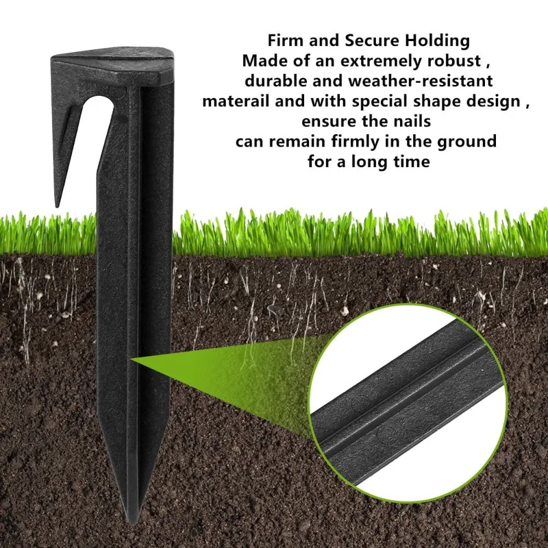 100Pcs 8.5cm Lawn Mower Ground Staples Edging Stakes Plastic Yard Garden Boundary Wire Anchor Pegs