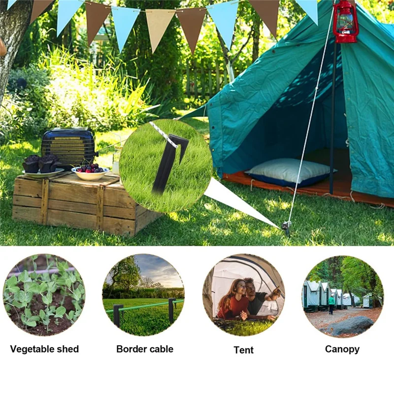100Pcs 8.5cm Lawn Mower Ground Staples Edging Stakes Plastic Yard Garden Boundary Wire Anchor Pegs